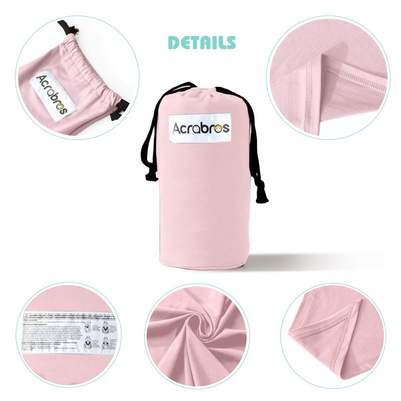 Acrabros Baby Wrap Carrier,Hands Free Baby Carrier Sling,Lightweight,Breathable,Softness,Perfect for Newborn Infants and Babies Shower Gift,Pink - Image 5